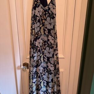 Nicole Miller Navy Floral Maxi Dress
